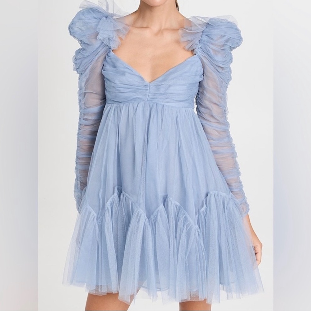Zimmermann Ruched Tulle Dress Blue
